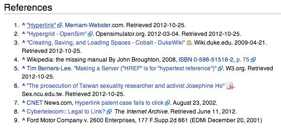 Wikipedia example showing icons in list items