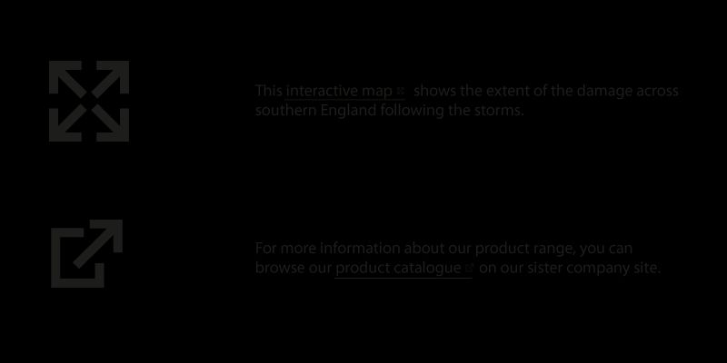 Example Sparkicons showing full screen and external site behaviour