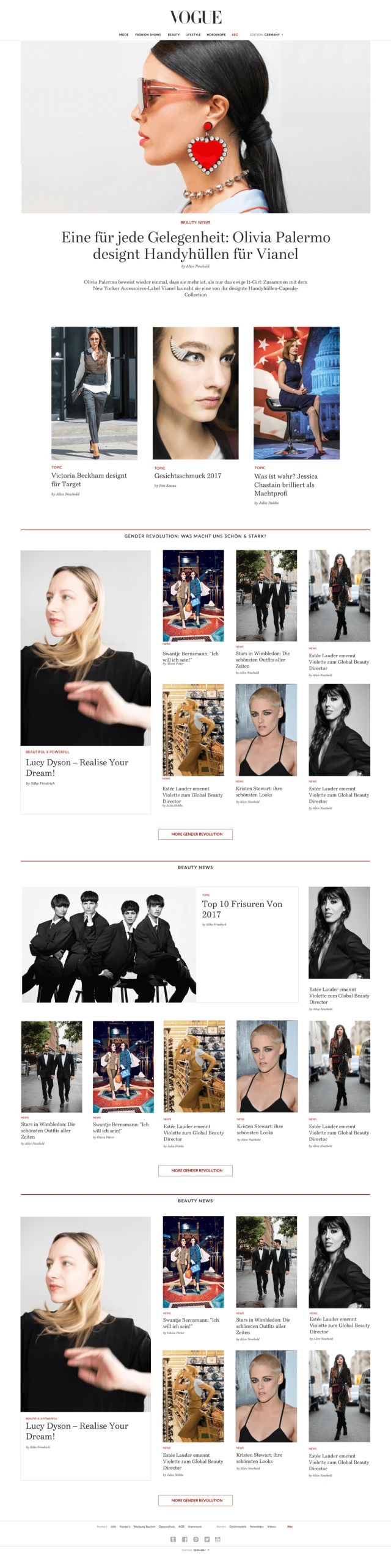 Vogue homepage
