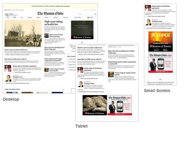 Boston Globe screenshots on multiple devices