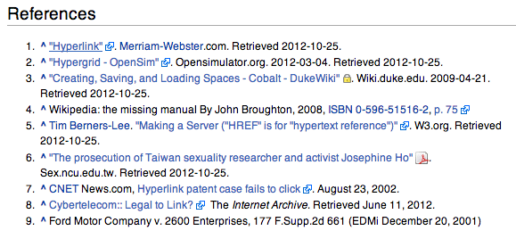 Wikipedia example showing icons in list items